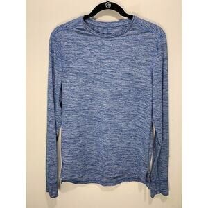 Champion Mens Blue Long-Sleeve Performance Shirt Size S